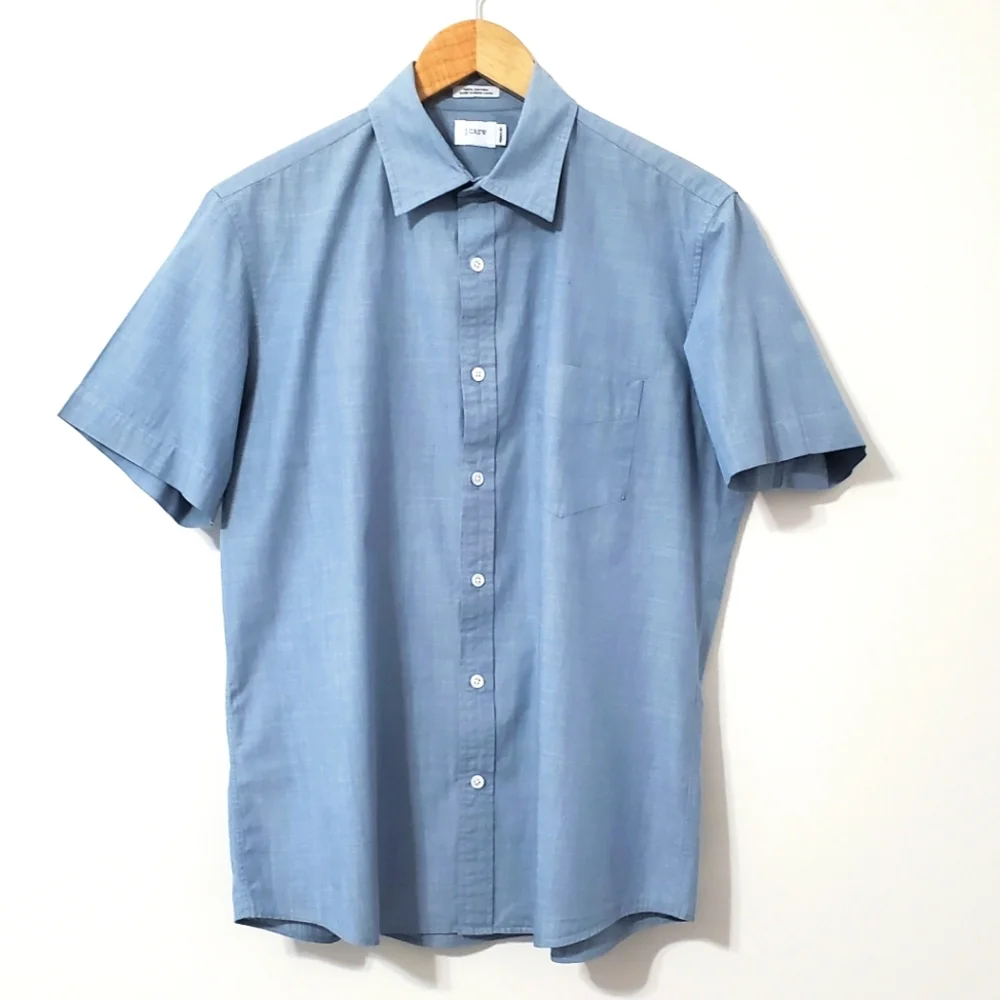 J. Crew Cotton Chambray Short Sleeve Button Down Shirt Mens Medium